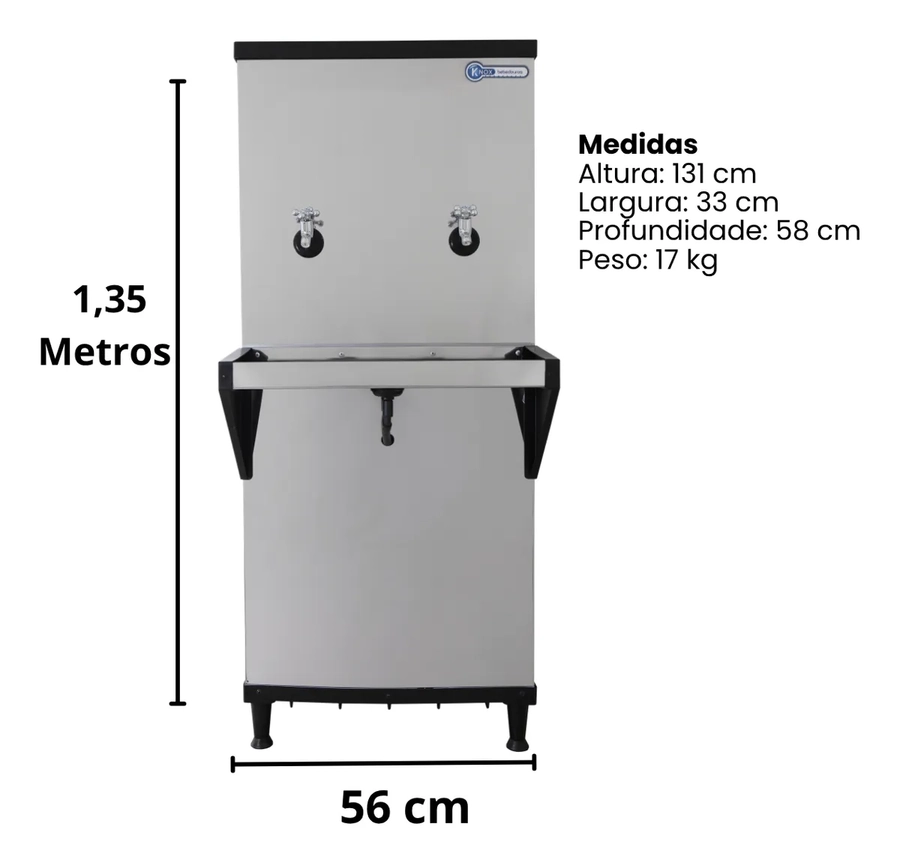 Bebedouro Industrial 50L Inox com Purificador 2 Torneiras Knox