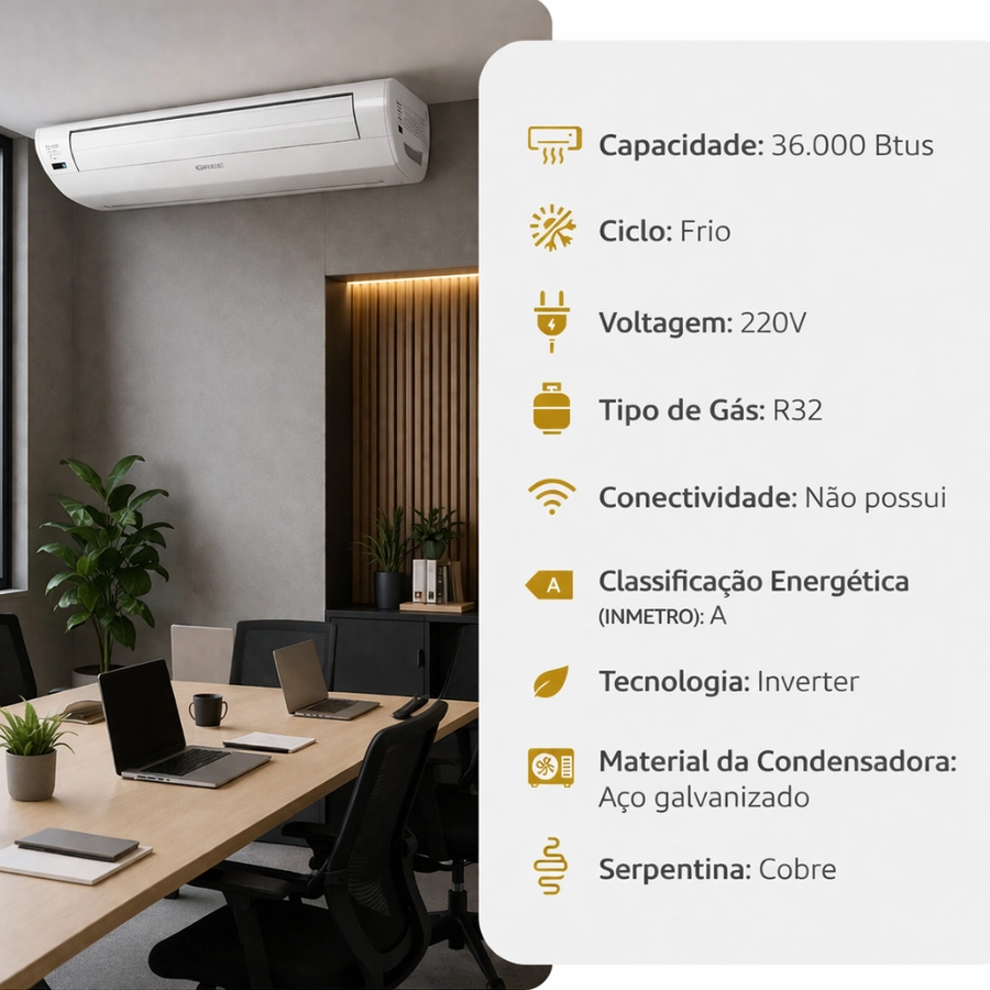 Ar-Condicionado Piso Teto Inverter Gree G-Prime Compact 36000 BTUs Só Frio 220V