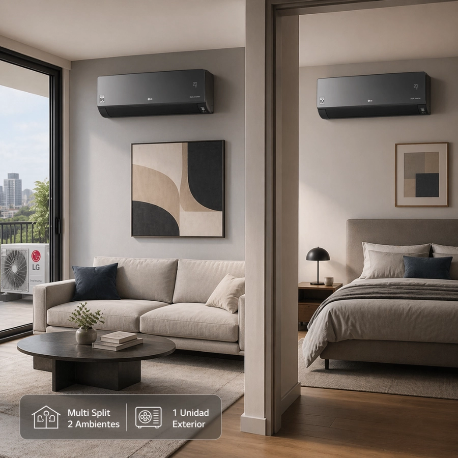 Ar-Condicionado Multi Split Inverter LG 18000BTUs (1x Evap HW 9000 + 1x Evap HW 12000) Quente e Frio 220V