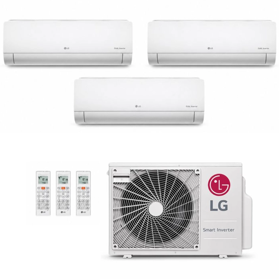 Ar-Condicionado Multi Split Inverter LG 21000BTUs (2x Evap HW 9000 + 1x Evap HW 12000) Quente e Frio 220V