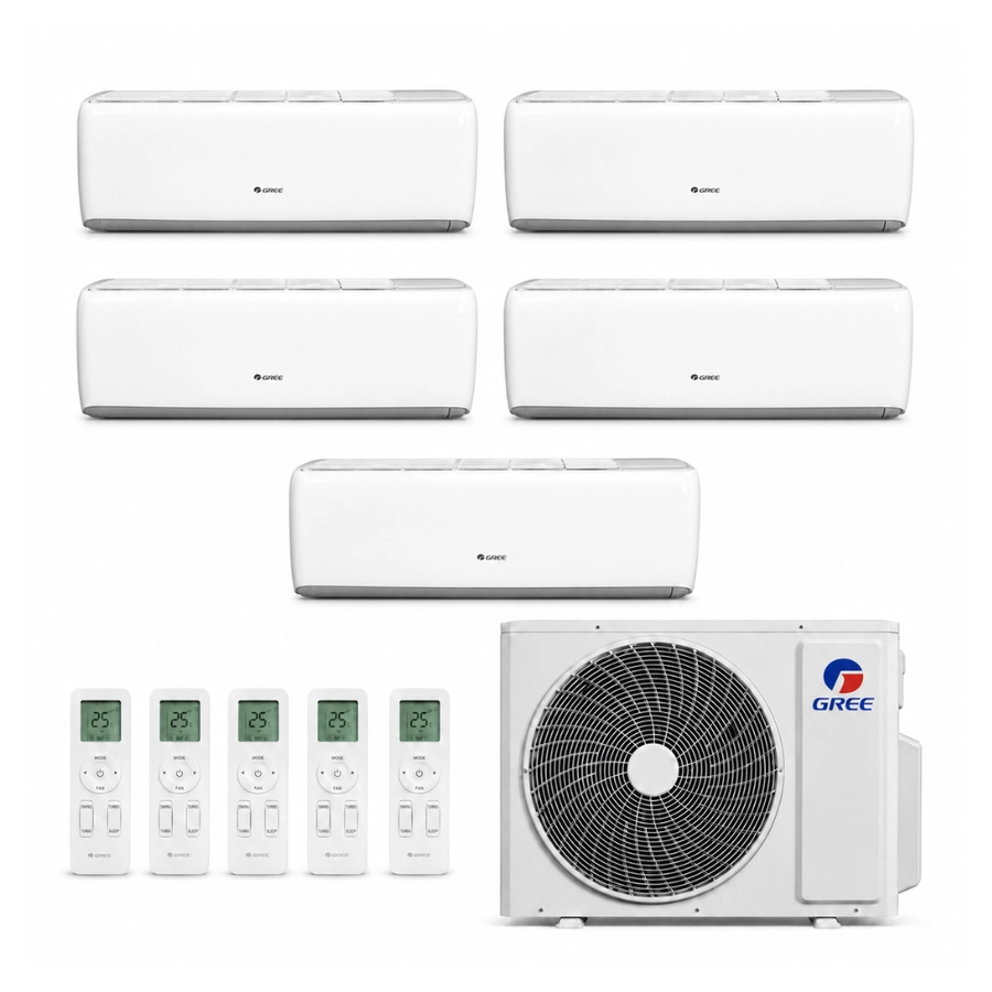 Ar Condicionado Multi Split Inverter Gree G-Max 42000 BTUs (3x Evap HW 12000 + 2x Evap HW 18000) Quente e Frio Até 5 Ambientes 220V