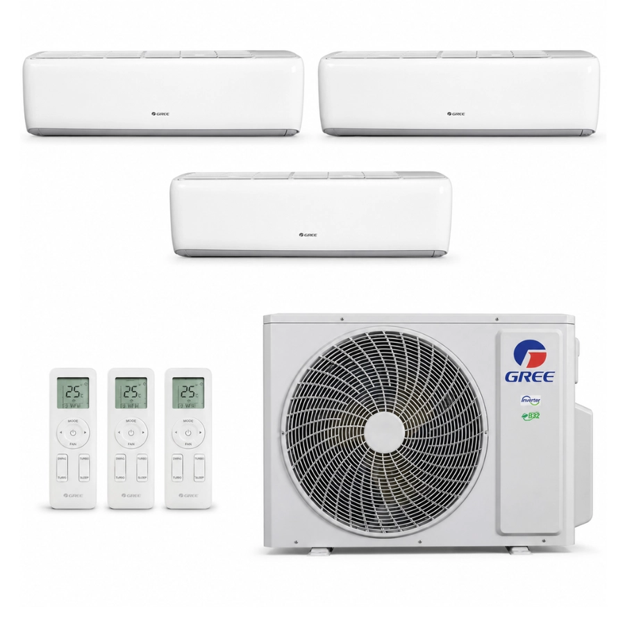 Ar Condicionado Multi Split Inverter Gree G-Max 36000 BTUs (3x Evap HW 18000 BTUs) Quente e Frio Até 3 Ambientes 220V